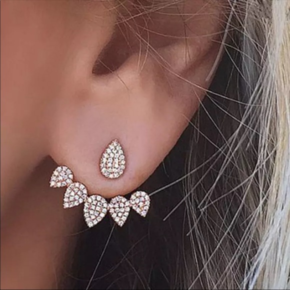 Jewelry - Gold Jeweled Earring Jacket Set